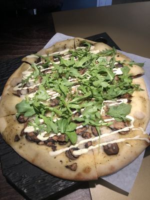 SUPERFUNGHI
Cashew Mozzarella, Herbed Potato Cream, Truffle Almond Ricotta, Wild Mushrooms, Arugula at Virtuous Pie in Victoria