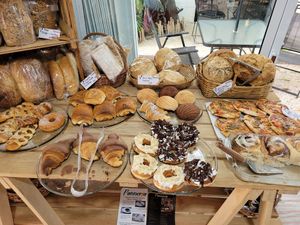 A whole table of vegan treats! at Panneria in Playa Del Carmen