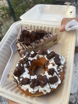 Brownie cheesecake and brownie donut at Panneria in Playa Del Carmen