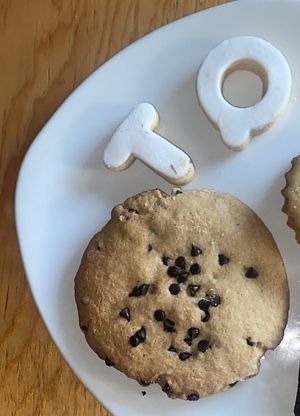 Chocolate chip cookie and the letter cookies (letter cookies were good, dod not taste the big one yet)  at Panneria in Playa Del Carmen