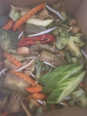 Pad Makkua Jauw, vegan version: spicy and savoury. Very good!  at Saowapa in Utrecht