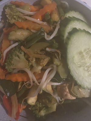 Pad Bai Krapauw: tasty and spicy, but with less tofu than I’m used to.  at Saowapa in Utrecht