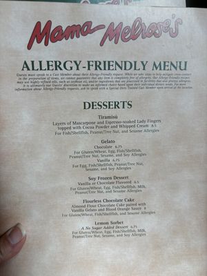 Vegan Dessert is Lemon Sorbet  at Walt Disney World - Mama Melrose's Ristorante Italiano in Lake Buena Vista
