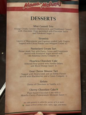 Cherry Chocolate Cake is Vegan  at Walt Disney World - Mama Melrose's Ristorante Italiano in Lake Buena Vista