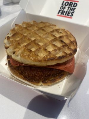 Chick’n waffle 🤤  at Lord of the Fries in Fortitude Valley