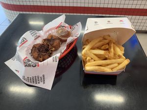 dimmies and regular friess  at Lord of the Fries in Fortitude Valley