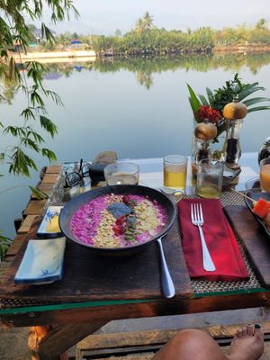 Delicious breakfast in such a peaceful setting ❤️ at Sabay Beach in Kampot