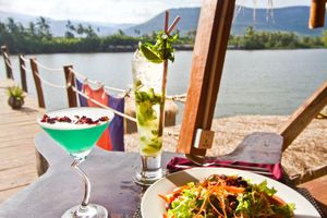 Cocktails and Salads   at Sabay Beach in Kampot