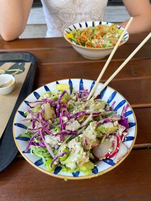 Both bowl are vegan at Ninja Bowl in Sofia