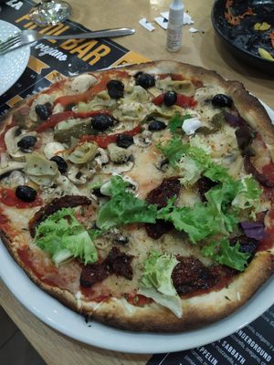 Pizza 50% Zeppelin and 50% Bowie at Pipol Bar in Alhaurin De La Torre