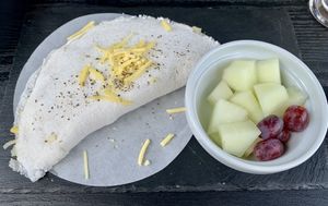 Tapioca pancake filled with palm of hearts and cheese  at Brasil Vegano Cafe in Guildford