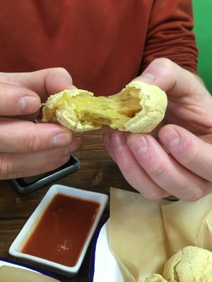 The cheese balls were SO good!! at Brasil Vegano Cafe in Guildford