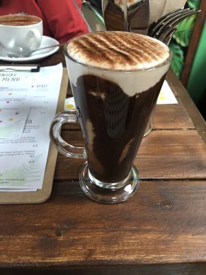 Hot chocolate at Brasil Vegano Cafe in Guildford