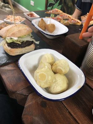 Pão de beijo (vegan cheese balls) at Brasil Vegano Cafe in Guildford