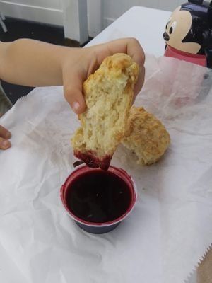 Vegan biscuit and jam at Good Thyme in Lakeland