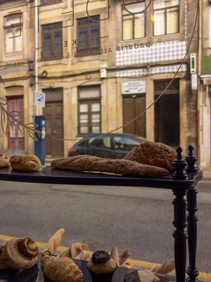 View from the inside at Odete Bakery in Porto