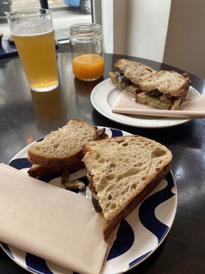 Mushroom and tomato sandwich  at Odete Bakery in Porto
