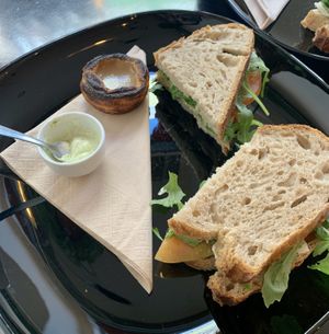 Sourdough sandwich & pastel de nata at Odete Bakery in Porto