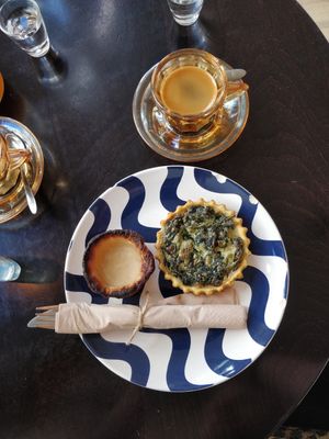Vegan quiche and pastel de nata which were phenomenal at Odete Bakery in Porto