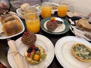 Croissant, Sandwiches, quiche, orange , cupcakes  at Odete Bakery in Porto
