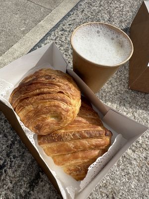 Two croissants   at Odete Bakery in Porto