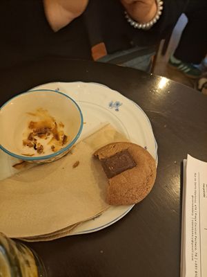 Owner gave us a complimentary cookie for waiting patiently! at Odete Bakery in Porto