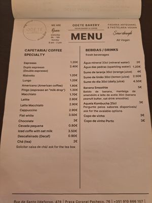 Drinks at Odete Bakery in Porto