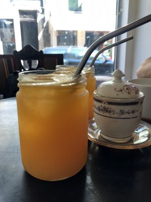 Fresh orange juice  at Odete Bakery in Porto