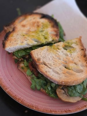 Mushroom toasted sandwich at Odete Bakery in Porto