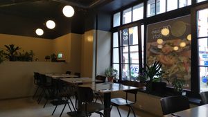 Stylish black and grey interior at Maison de BaN in Frankfurt