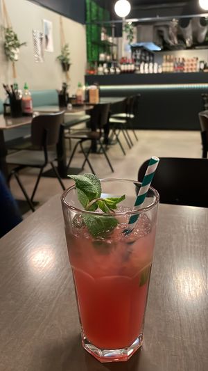 Hausgemachte Limonade mit Granatapfel  at Maison de BaN in Frankfurt