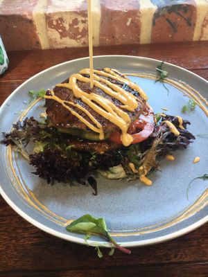 Vegan bunless black bean burger  at Square 44 in Surrey Downs