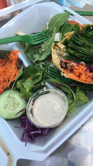 The Golden fold and side salad, sooo yummy! at Green Room Cafe in Cocoa Beach