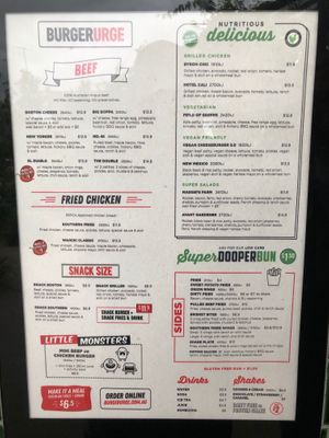 Burger Urge menu at Burger Urge in Smithfield