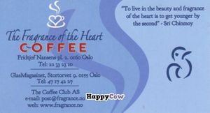 business card at The Fragrance of the Heart in Oslo
