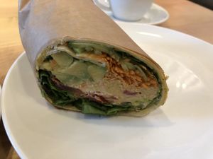 Hummus wrap at The Fragrance of the Heart in Oslo