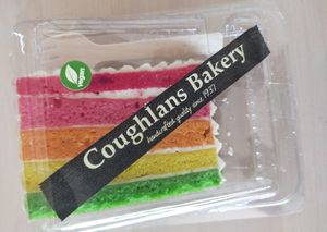 Rainbow cake at Coughlans Bakery - Woodcote in Wallington