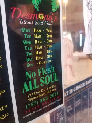  at Desmond's Island Soul Grill in Virginia Beach