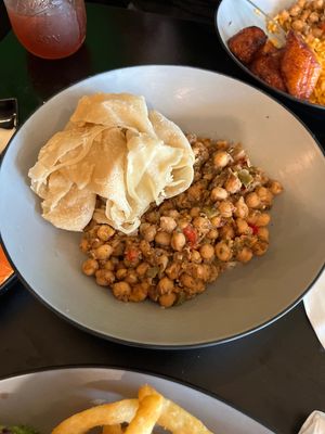 Chana and roti  at Desmond's Island Soul Grill in Virginia Beach