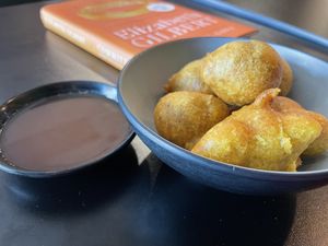 Fritter w/a weird namee  at Desmond's Island Soul Grill in Virginia Beach