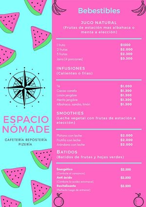 Carta de Bebestibles at Nomade in La Serena