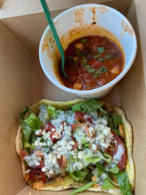 Seitan Gyro and 3 Bean Chili at Flourish Plant-Based Eatery in Evansville