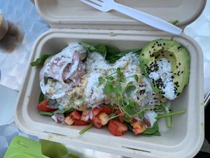 salad with vegan ranch dressing at Flourish Plant-Based Eatery in Evansville