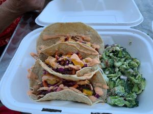 vegan bbq pulled pork tacos at Flourish Plant-Based Eatery in Evansville