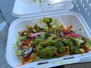 zucchini zoodle bowl with avocado! at Flourish Plant-Based Eatery in Evansville