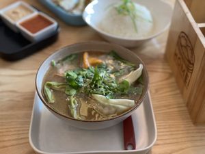 Miso soup with gyoza - Homei Gyoza, Bonn  at Homei Gyoza in Bonn