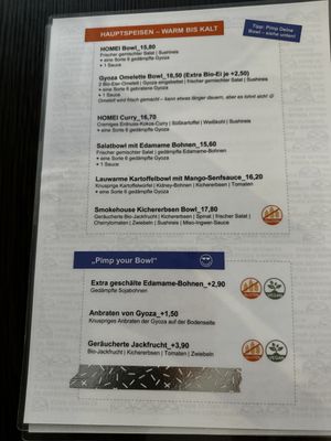 Speisekarte  at Homei Gyoza in Bonn
