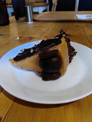 Salted caramel chocolate cake (October 2021) at Sanders Yard in Whitby