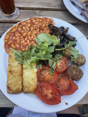 Vegan breakfast served with some really nice toast   at Sanders Yard in Whitby