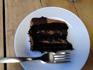 Chocolate and salted caramel cake (October 2022) at Sanders Yard in Whitby